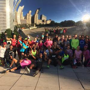 At the "Bean" in Grant Park with another running group we hung out with. So much fun.